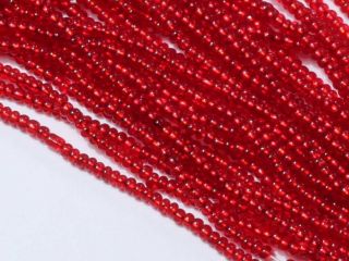 Hank Vintage Czech Silver Lined Red Seed Glass Beads 23bpi