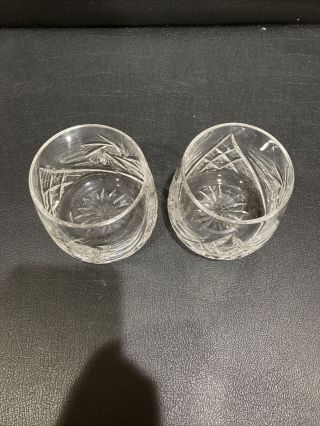 Vintage Set of 2 Cut Crystal Whiskey Glasses Tumblers 3 