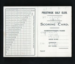 2 Vintage Prestwick Golf Club Scorecards,  1 From The 50 