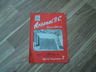 Vintage Football Programme Arsenal Reserves V Birmingham City Reserves 17.  9.  49