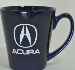 12 Oz.  Vintage Acura Coffee Mug Cup - Dark Blue With White Logo - Glossy Ceramic