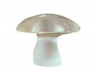 Viking Vtg Mid Century Modern Clear Frosted Art Glass Crystal Mushroom Figurine