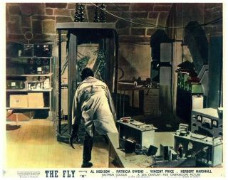 The Fly Lobby Card 1958 Horror Vincent Price In Laboratory Classic Rare