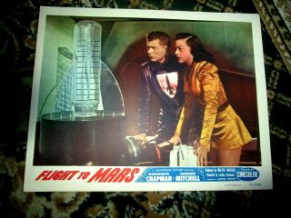 Flight To Mars,  Lobby 4.  Cameron Mitchell,  Marguerite Chapman,  1951