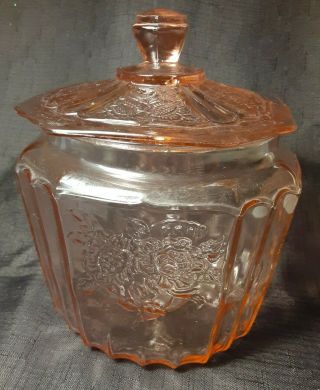 Vintage Pink Depression Glass Anchor Hocking Mayfair Open Rose Cookie Jar,  Usa