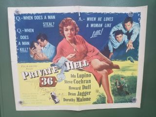 1954 Private Hell 36 Style A Half Sheet Poster Ida Lupino Film Noir