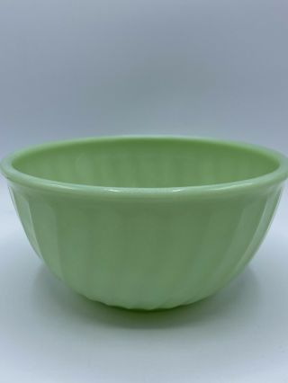 Vintage Mid Century 6.  5 Inch Fire King Oven Ware Jadeite Swirl Mixing Bowl