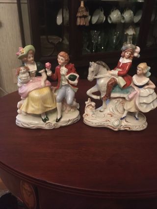 Set Of 2 Antique German Porcelain Figurines,  Colonial Dressed Set