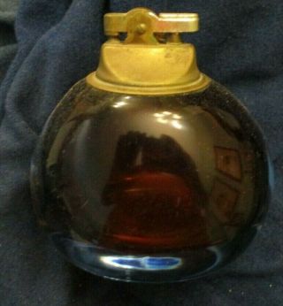 Vintage Table Lighter,  Mid - Century Modern Oval Dark Amber Italian Glass