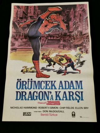 Spider Man The Dragon’s Challenge Movie Poster Turkish 1979