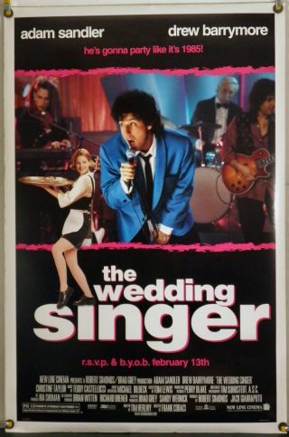 The Wedding Singer Ds Rolled Orig 1sh Movie Poster Adam Sandler Comedy (1998)