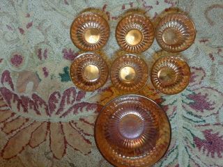 Vintage Marigold Iridescen Glass Berry Bowl Set Of 7 Smooth Rays Imperial Glass