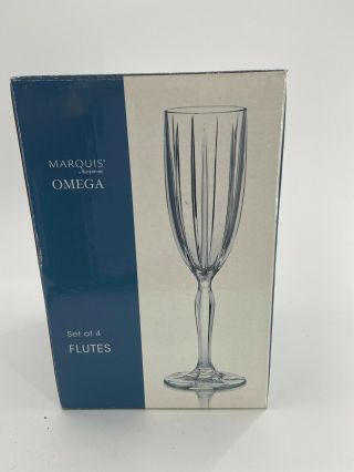 Marquis By Waterford Omega Crystal Set Of 4 Champagne Flutes 151726 Germany
