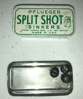 Vintage Pflueger Split Shot Sinkers Sliding Tip Tin With Some Sinkers Bulldog