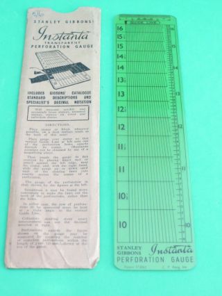 Vintage Stanley Gibbons Instanta Transparent Perforation Gauge W/original Sleeve