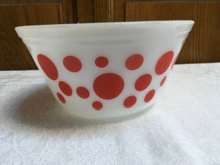 Vintage Federal Glass Red Polka Dot Mixing Bowl 8” Inch Mid Century