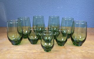 Vtg Libbey Highball Juice Glasses Tempo Avacado Green Mid Century Modern (12)