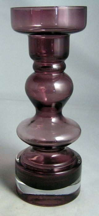 Vintage Mid Century Modern Riihimaki Finland? Art Glass Purple Vase 7 "