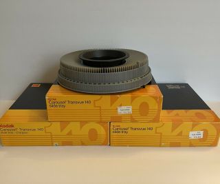 Vintage Kodak Carousel Transvue 140 Slide Trays In Boxes Set Of 3