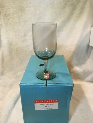Vtg Holmegaard Elsinore Denmark Set Of 6 Smoke Water Goblets Glasses