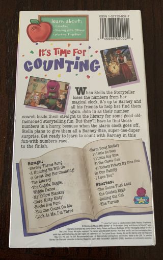 Barney White VHS Tape It ' s Time For Counting Vintage 1997 Learn Singing RARE 2