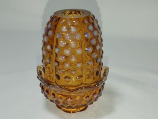 Vintage Fenton Glass Hobnail Cameo Fairy Courting Candle Lamp Tea Light