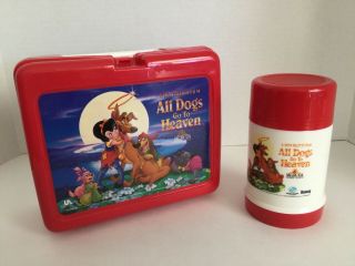 Vintage Orig Owner 1989 All Dogs Go To Heaven Lunch Box With Thermos