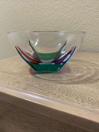 Italian Crystal Glass Fusion Small Bowl,  New/box.  Venice - - Cc Zecchin/murano
