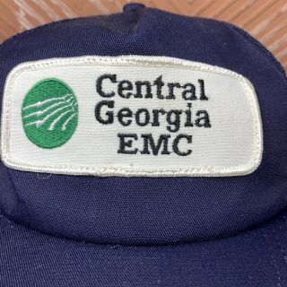 Vintage Central Georgia Emc Blue/white Sewn On Patch Made In Usa Snapback