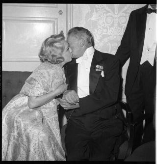 Mary Pickford Kissing Jean Hersholt 1950 