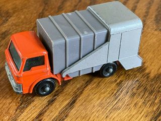 Vintage Lesney Matchbox No.  7 Ford Refuse Truck - Orange,  Silver & Gray Diecast