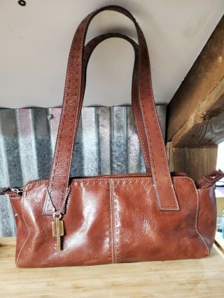 Fossil Vintage Brown/ Cognac Leather Shoulder Bag 13 " X 6 " X 5 "