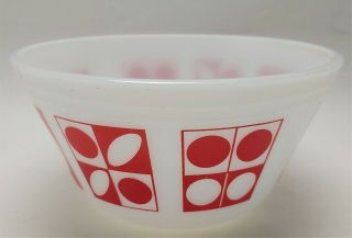 RARE Federal Glass RED Circle Oval Pattern Mixing Bowl 2