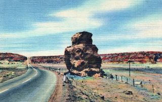 Owl Rock On Hwy Us 66 40 Miles West Of Albuquerque Nm Linen Vintage Postcard