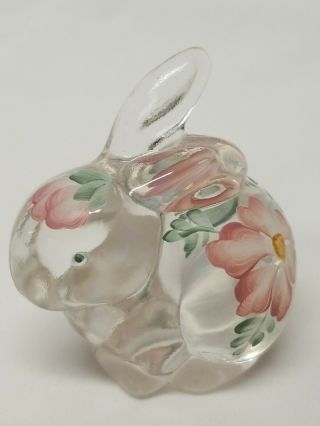 Fenton Art Glass Bunny Rabbit Hand Painted Signed By S.  Shepherd With Sticker