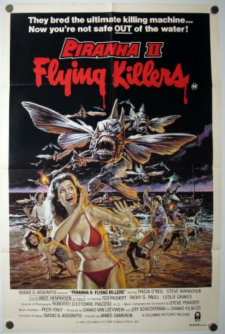 Piranha Ii Flying Killers The Spawning James Cameron Horror Orig Aus 1sht 1981