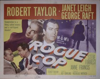 Rogue Cop Lobby Title Card 1954 Robert Taylor,  Janet Leigh
