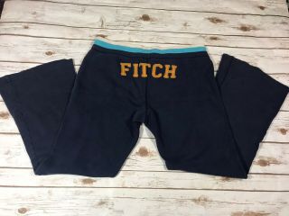 Abercrombie Fitch Womens Small Gym Sweatpants Blue Flare Vtg Varsity Workout