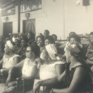 Vintage Black And White Photo African American Women Sitting Group Auditorium