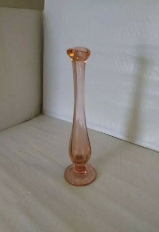 Vintage Pink Depression Glass Bud Vase Fluted With Round Base 7¾ " Tall