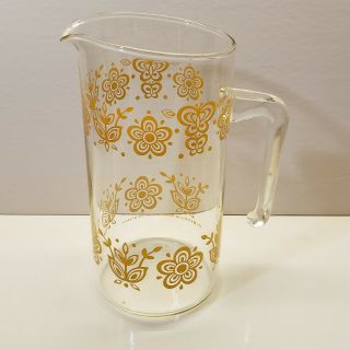 Vintage Pyrex Butterfly Gold 1 Quart Qt Glass Martini Water Pitcher Carafe