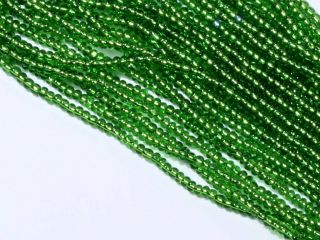 Hank (6500) Vintage Czech Silver Lined Green Seed Glass Beads 22bpi