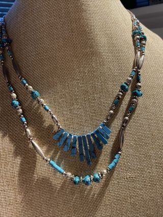 Quality Natural Turquoise Gemstone Jewellery Necklace,  Vintage Tribal Ethnic