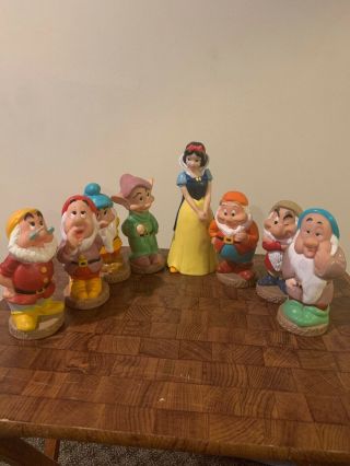 Vintage Snow White And The Seven Dwarfs - Rubber Figures - Snow White Bank