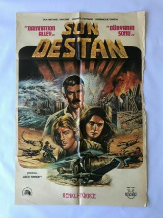 Damnation Alley 1980s Vintage Turkish Movie Poster Very Rare C5 Sci Fi