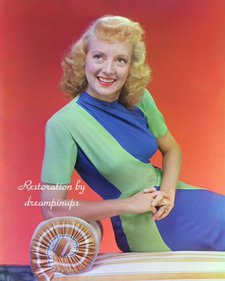 Evelyn Keyes 1944 Restored Tri - Chrome Color Portrait Fashion Pose