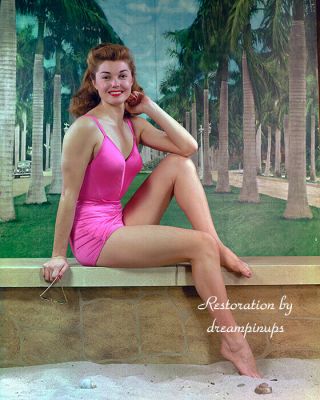 Esther Williams 1944 Restored Tri - Chrome Color Portrait Bathing Belle