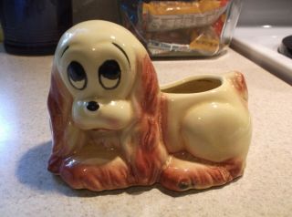 Vintage Sad Eye Puppy Planter - Yellow And Browns - Adorable