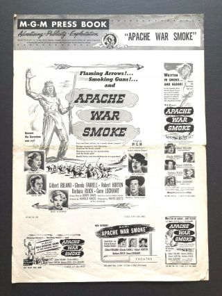 Apache War Smoke Movie Pressbook (1952) - 8 Pages - 12 " X 17 " Vg/ex