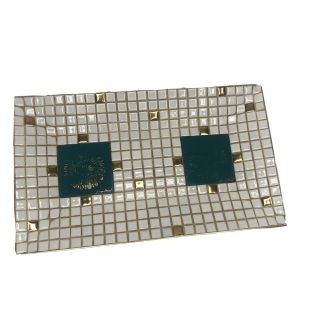 Vintage Mcm Signed Georges Briard Mosaic Tile Tray 1950’s - 1960’s Gold Turquoise